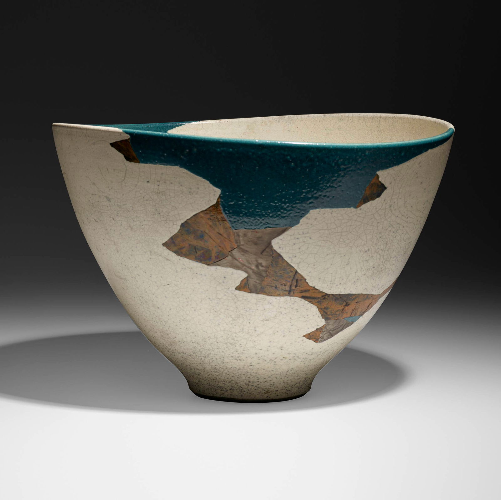 Wayne Higby, Landscape bowl: Wayne Higby Landscape bowl c. 1980glazed and raku-fired earthenware 11.75 h x 18.25 w x 16.25 d in (30 x 46 x 41 cm) Impressed artist's chop mark to base. Provenance: P