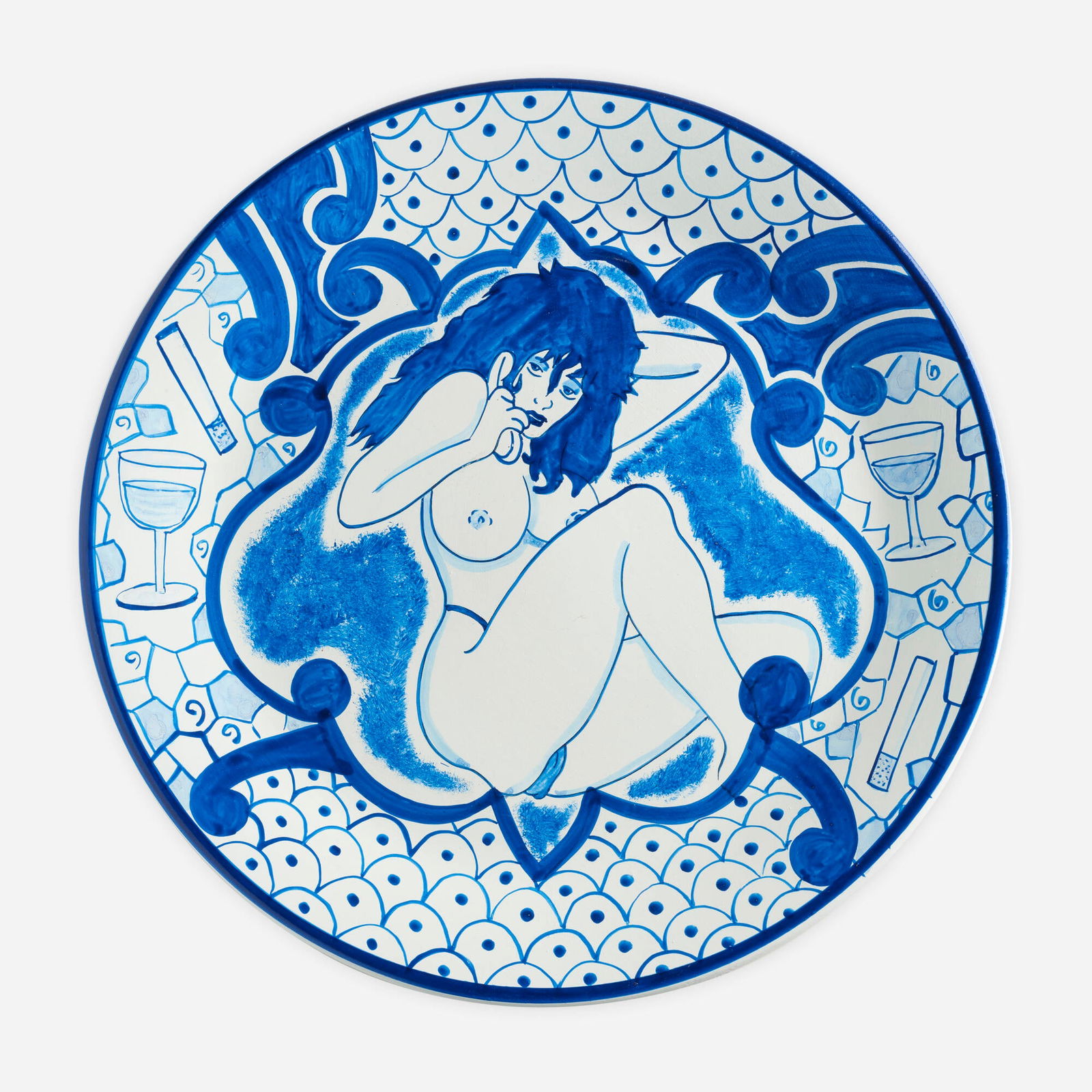 Eduardo Sarabia, History of the World 80: Eduardo Sarabia History of the World 80 2008hand-painted earthenware 1 h x 12.5 dia in (3 x 32 cm) Signed, dated and numbered to verso 'E. Sarabia 2008 #80'. Provenance: