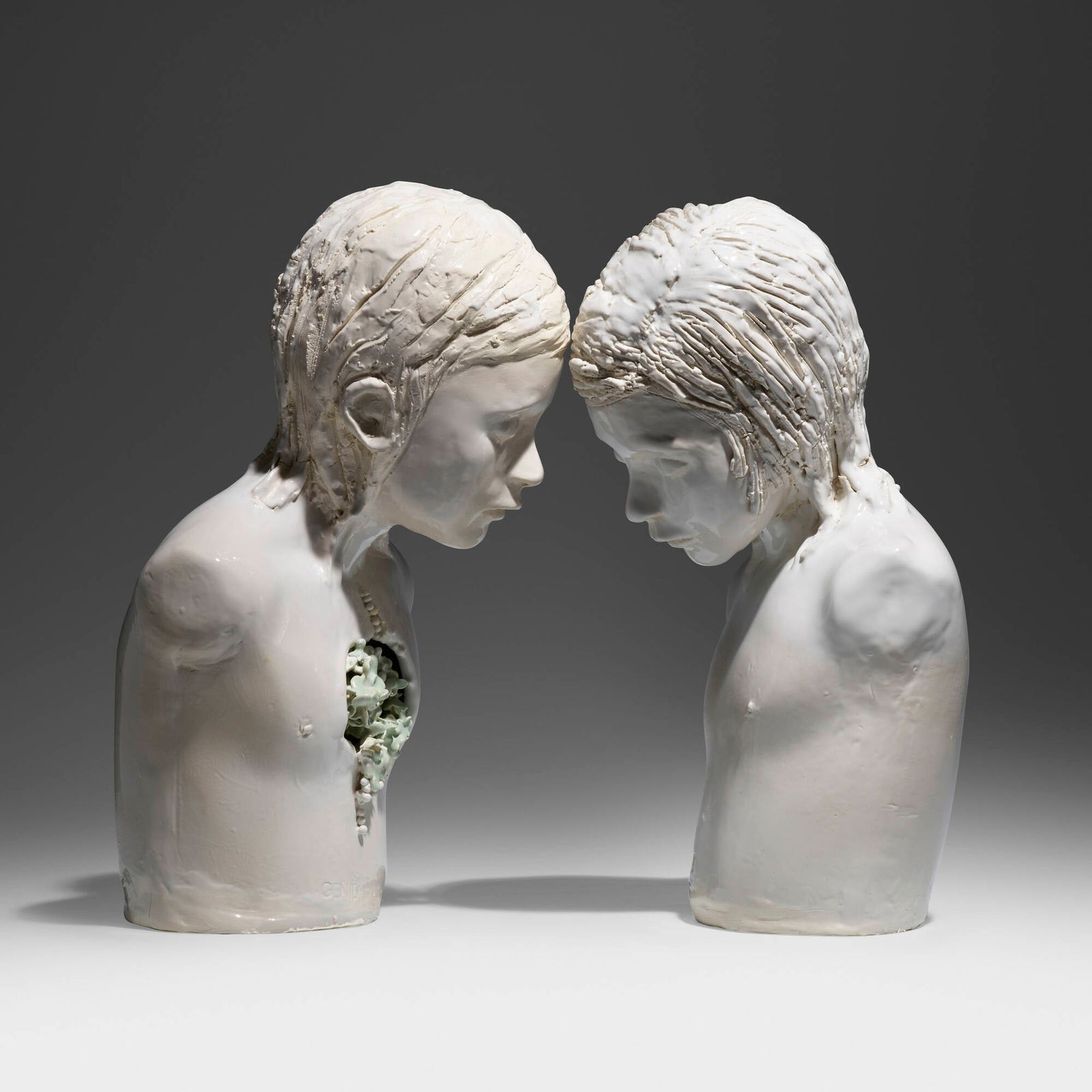 Sibylle Peretti, Two Genies: Sibylle Peretti Two Genies 2008glazed porcelain 16.5 h x 9 w x 9.5 d in (42 x 23 x 24 cm) 16.25 h x 9 w x 9 d in (41 x 23 x 23 cm) Titled near base of each example 'Genie'. P