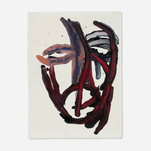 Dan Asher, Untitled: Dan Asher Untitled 1984tempera on paper 14.875 h x 11.125 w in (38 x 28 cm) Signed and dated to verso 'Dan Asher '84'. Provenance: Annina Nosei Gallery, New York | Priv