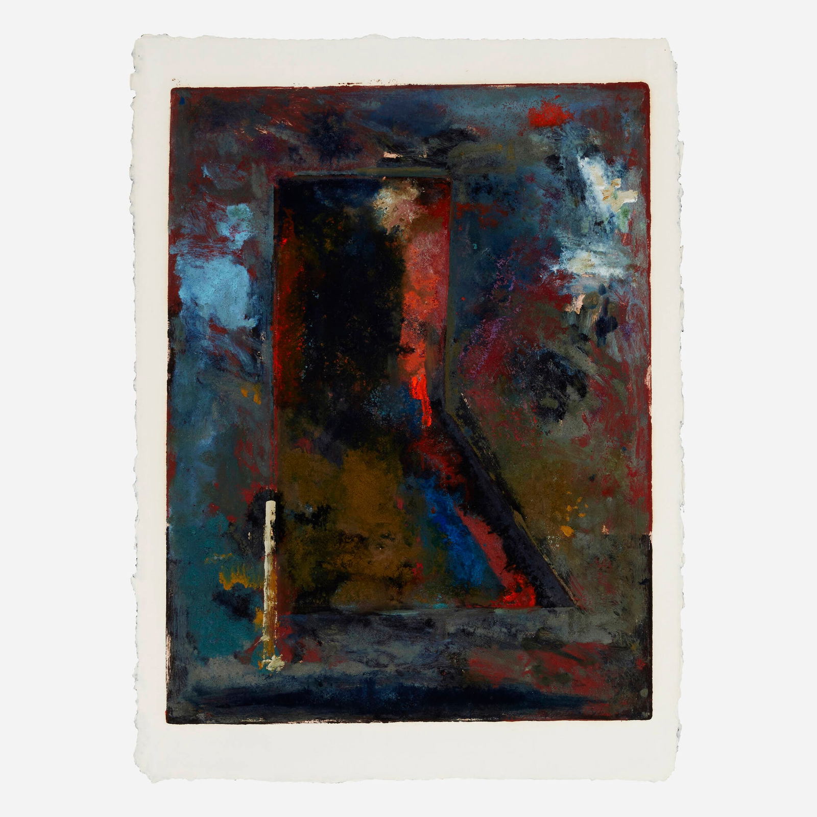 John Walker, Form at Salsipuedes: John Walker Form at Salsipuedes 1986monoprint with oil and dry pigment 31.625 h x 23.375 w in (80 x 59 cm) Signed to lower right 'Walker'. Signed, dated and inscribed to verso 'GTW JW 01 C 11