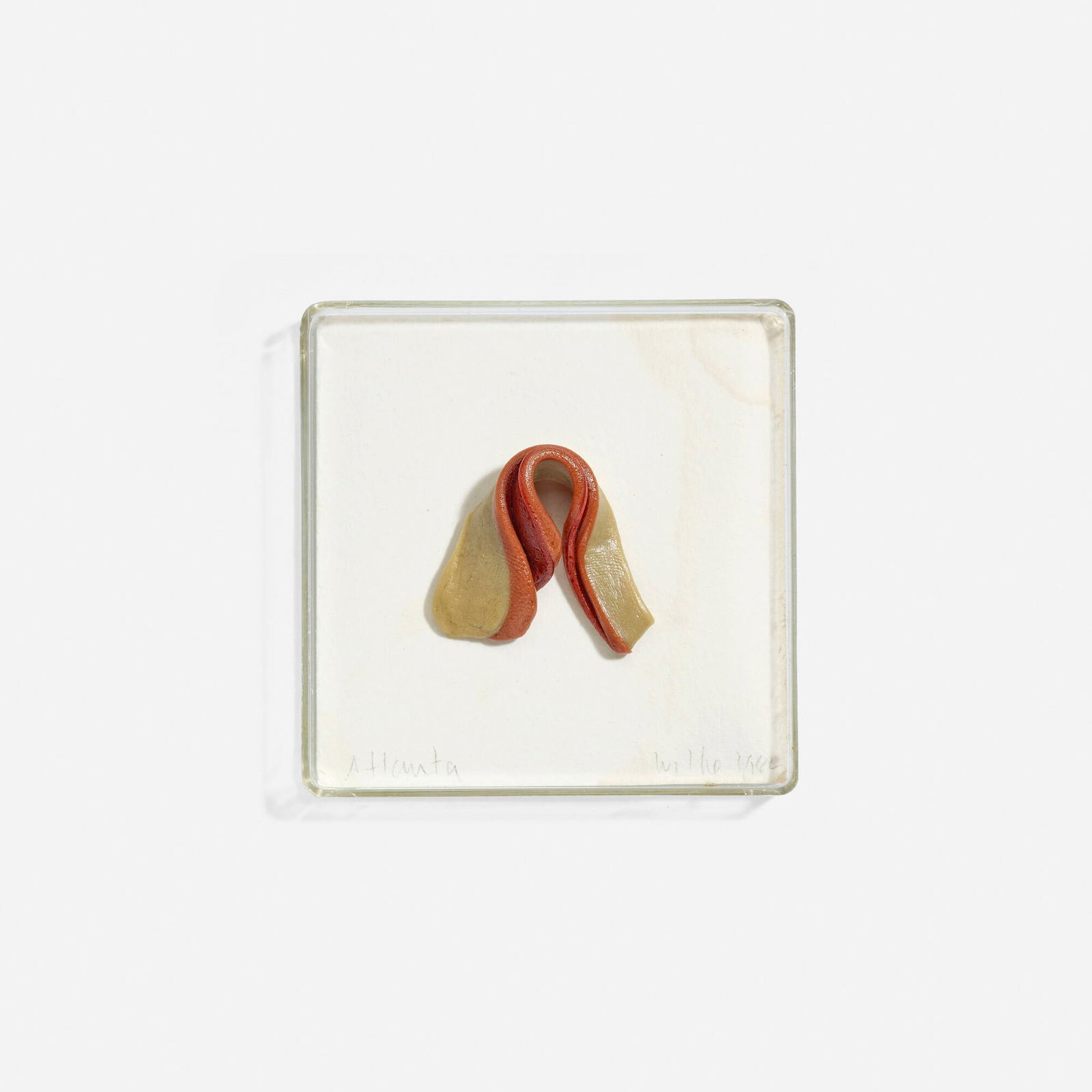 Hannah Wilke, Untitled: Hannah Wilke Untitled 1982chewing gum in Plexiglas box 1 h x 2.5 w x 2.5 d in (3 x 6 x 6 cm) Signed, dated and inscribed to lower edge 'Atlanta Wilke 1982'. Provenance: