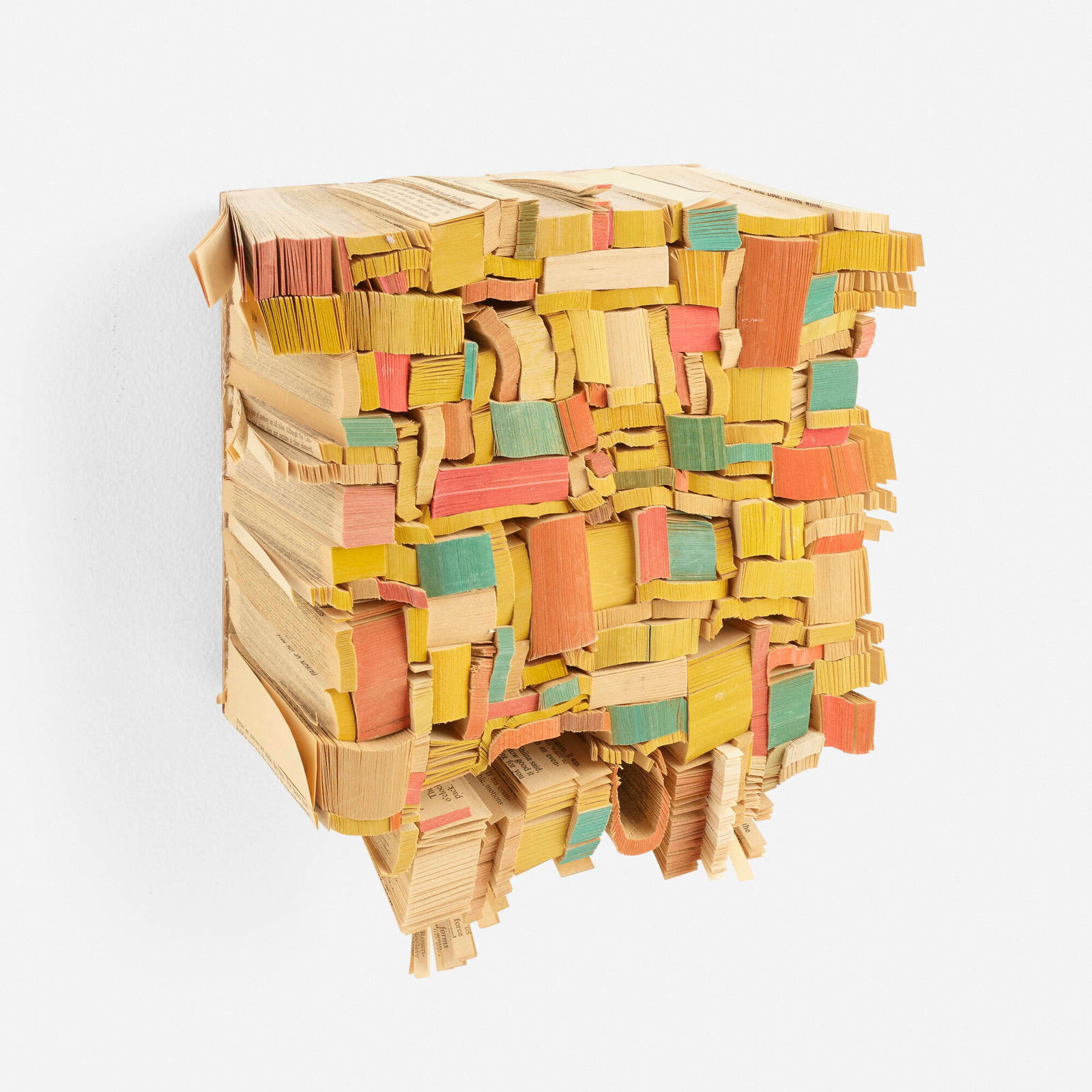 Ann Hamilton, Book Block - The Golden Chance: Ann Hamilton Book Block - The Golden Chance 2014paperback book slices, wood, bookbinder's glue 7.5 h x 7.5 w x 4.75 d in (19 x 19 x 12 cm) Signed, titled and dated to verso 'The Golden Chance
