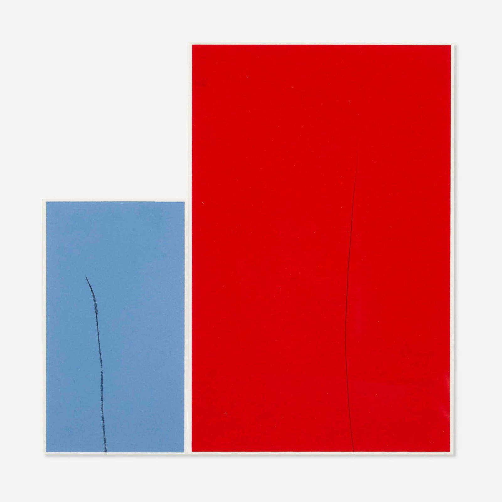 Kate Shepherd, Blue + Red, Two Grasses, Repel: Kate Shepherd Blue + Red, Two Grasses, Repel 2000-01graphite transfer on screenprint 10.625 h x 10.625 w in (27 x 27 cm) Signed, dated and inscribed to verso 'KS01DS1 Shepherd 2000-1'.