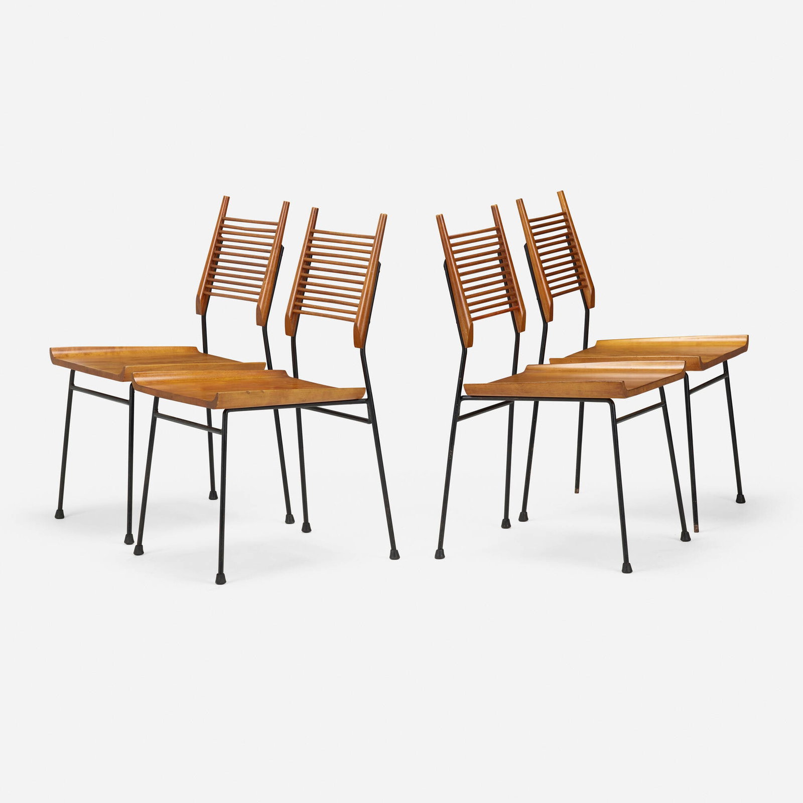 Paul McCobb, Planner Group dining chairs, model 1533, set of four: Paul McCobb Planner Group dining chairs, model 1533, set of four WinchendonUSA, 1953maple, enameled steel, plastic 34 h x 18.25 w x 20.5 d in (86 x 46 x 52 cm) Decal manufacturer's label