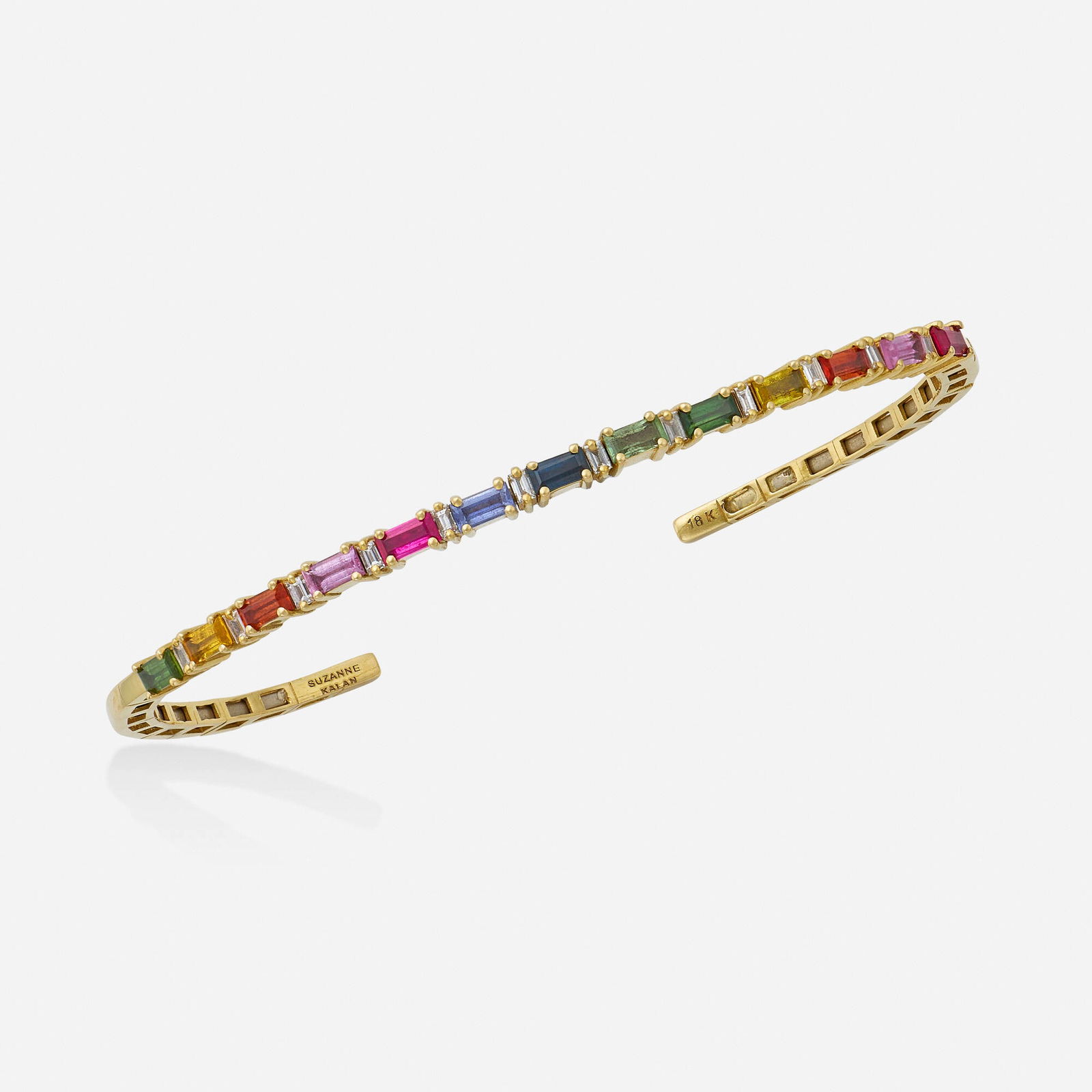 Suzanne Kalan, Multi-color sapphire, diamond, and gold rainbow bracelet (1 of 3)
