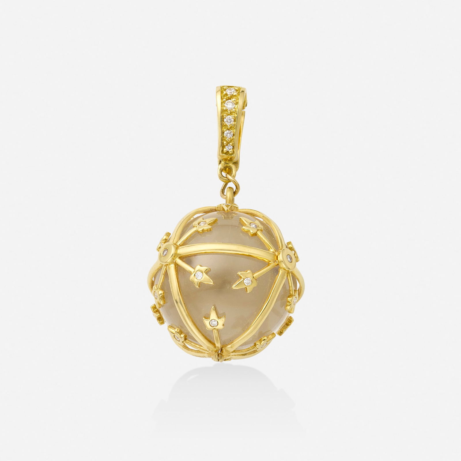 Rock crystal, diamond, and gold sphere pendant (1 of 2)