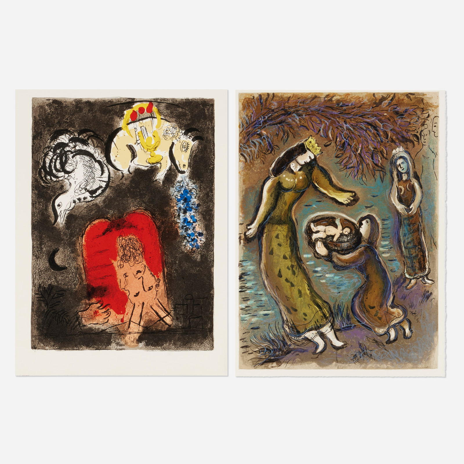 Marc Chagall, Moses and the Tablets of the Law; Pharaoh's Daughter and Moses (two works from The Sto (1 of 2)