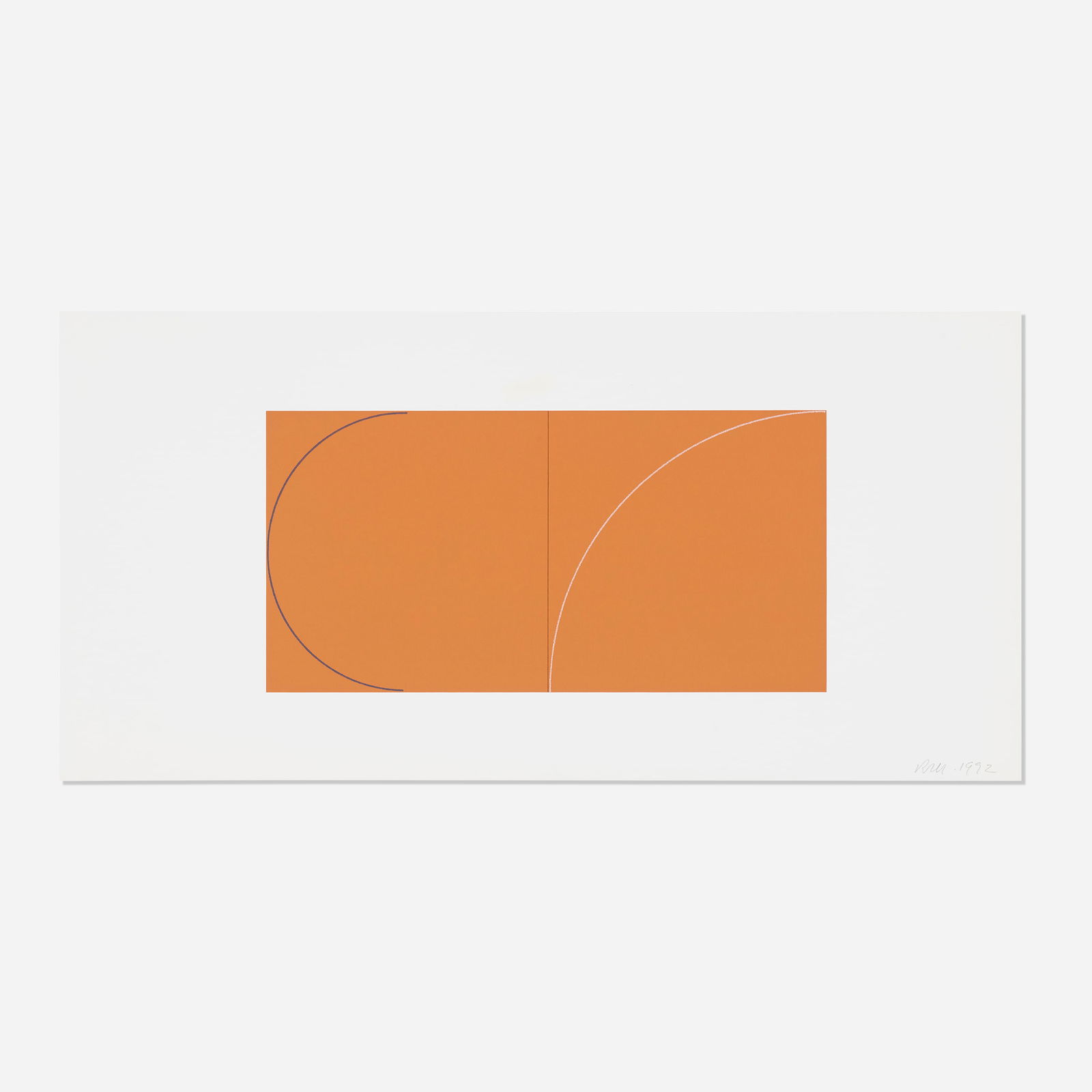 Robert Mangold, Untitled (from the Multiple Panel Paintings series): Robert Mangold Untitled (from the Multiple Panel Paintings series) 1977screenprint in colors on Fabriano 11.75 h × 24 w in (30 × 61 cm) Signed and dated to lower right ‘RM