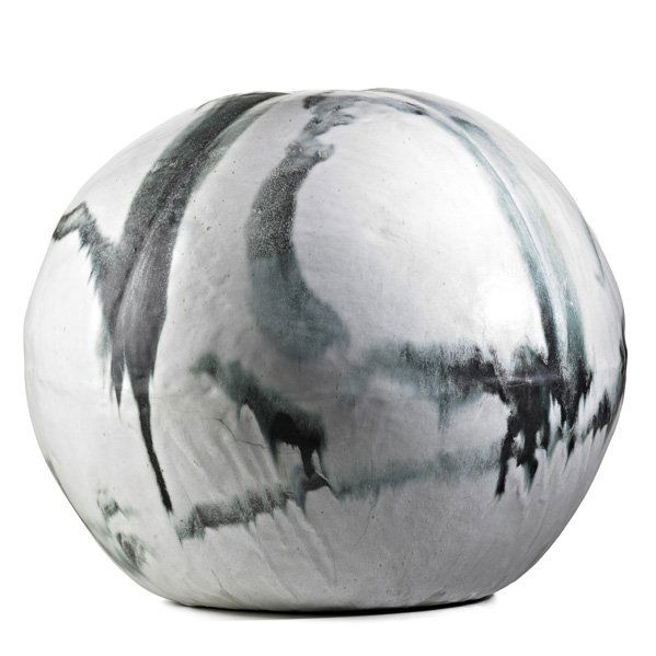 TOSHIKO TAKAEZU (1922-2011) Massive Moonpot: TOSHIKO TAKAEZU (1922-2011); Massive glazed earthenware Moonpot, Clinton, NJ; Signed TT; 19" x 21"