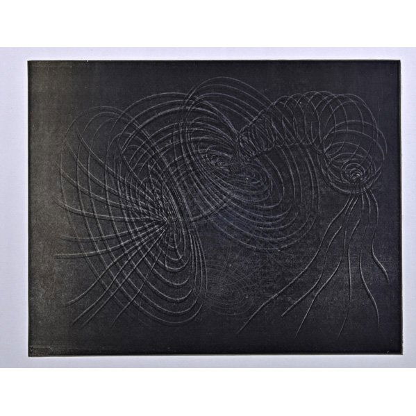 HARRY BERTOIA Two untitled monoprints: HARRY BERTOIA; Two untitled monoprints on rice paper (framed), Pennsylvania; Unmarked; Larger: 23 1/2" x 35 1/2"