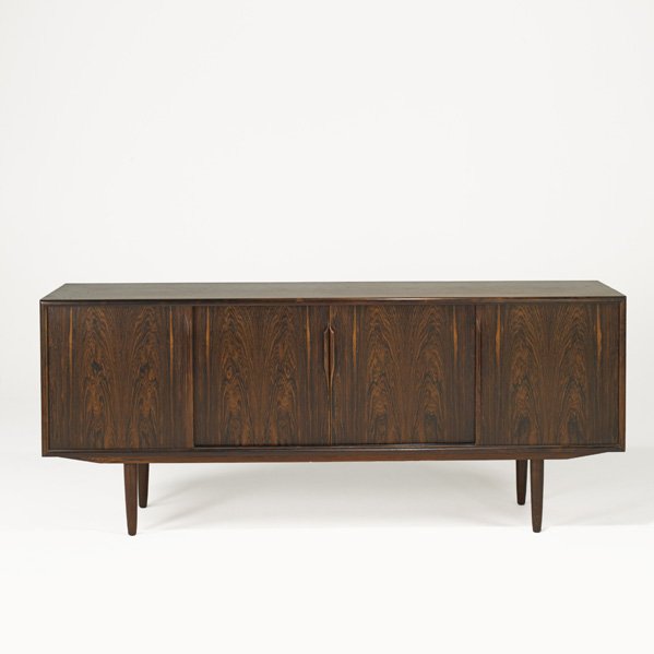 OMANN JUN Rosewood cabinet: OMANN JUN; OMANN JUN MOBELFABRIK; Sliding-door cabinet, Denmark, 1960s; Rosewood; Unmarked; 32 1/2" x 78 3/4" x 18 1/4"
