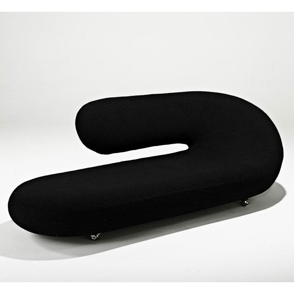 JEFFREY HARCOURT Cleopatra chaise: JEFFREY HARCOURT; ARTIFORT; Cleopatra chaise, France, 1960s; Stretch fabric, casters; Unmarked; 25 1/4" x 74 1/4" x 26 1/4"