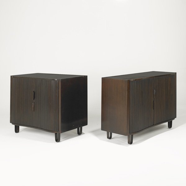 EDWARD WORMLEY; DUNBAR Pair of Mr. Chests: EDWARD WORMLEY; DUNBAR; Pair of Mr. Chests (no. 4723), Berne, IN, 1940s; Lacquered mahogany; Unmarked; 36" x 48" x 21 1/2"