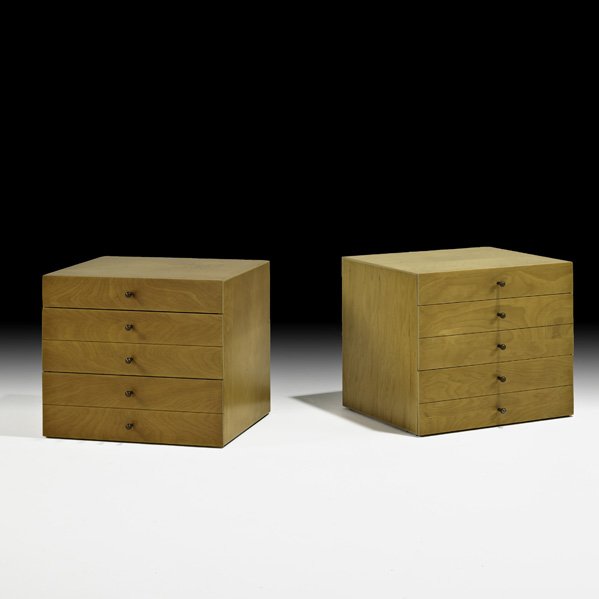 ARTHUR UMANOFF Pr. of miniature cabinets: ARTHUR UMANOFF; Pair of miniature cabinets, USA, 1960s; Birch, brass; Unmarked; 15" x 17 3/4" x 14 3/4"