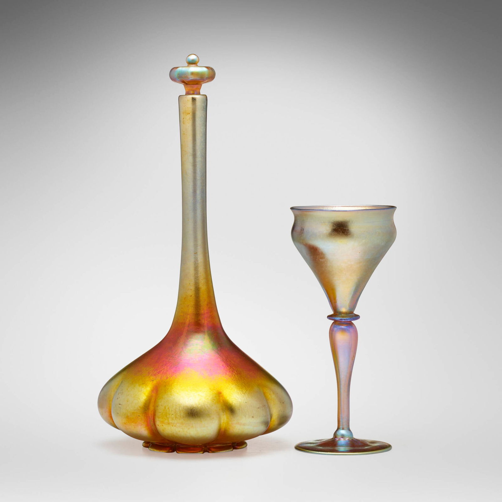 Tiffany Studios, Stoppered bottle and goblet (1 of 6)