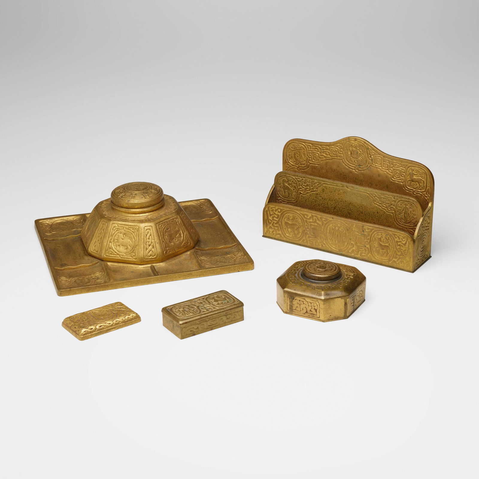 Tiffany Studios, Zodiac five-piece desk set (1 of 6)