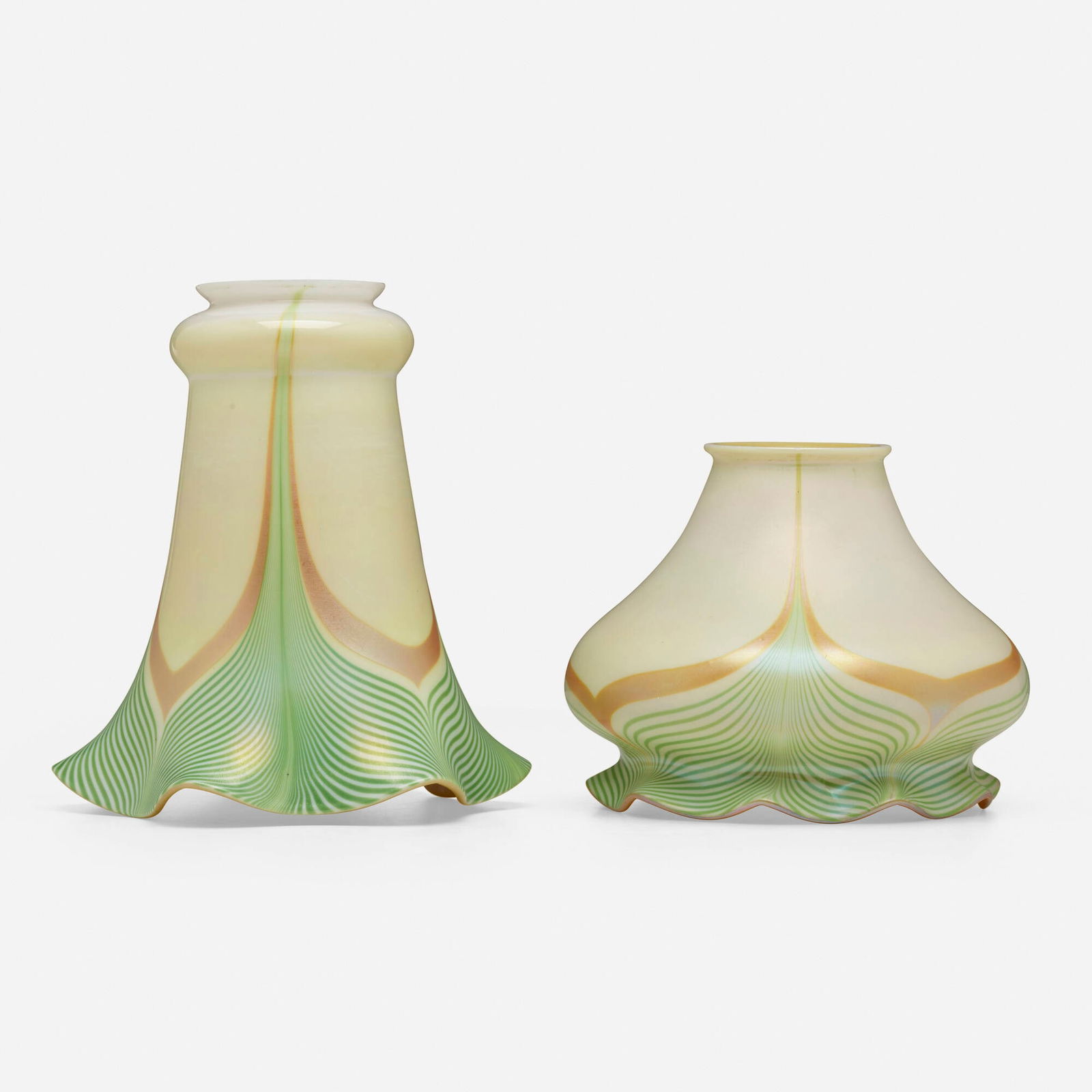 Steuben, Decorated shades, set of two (1 of 4)