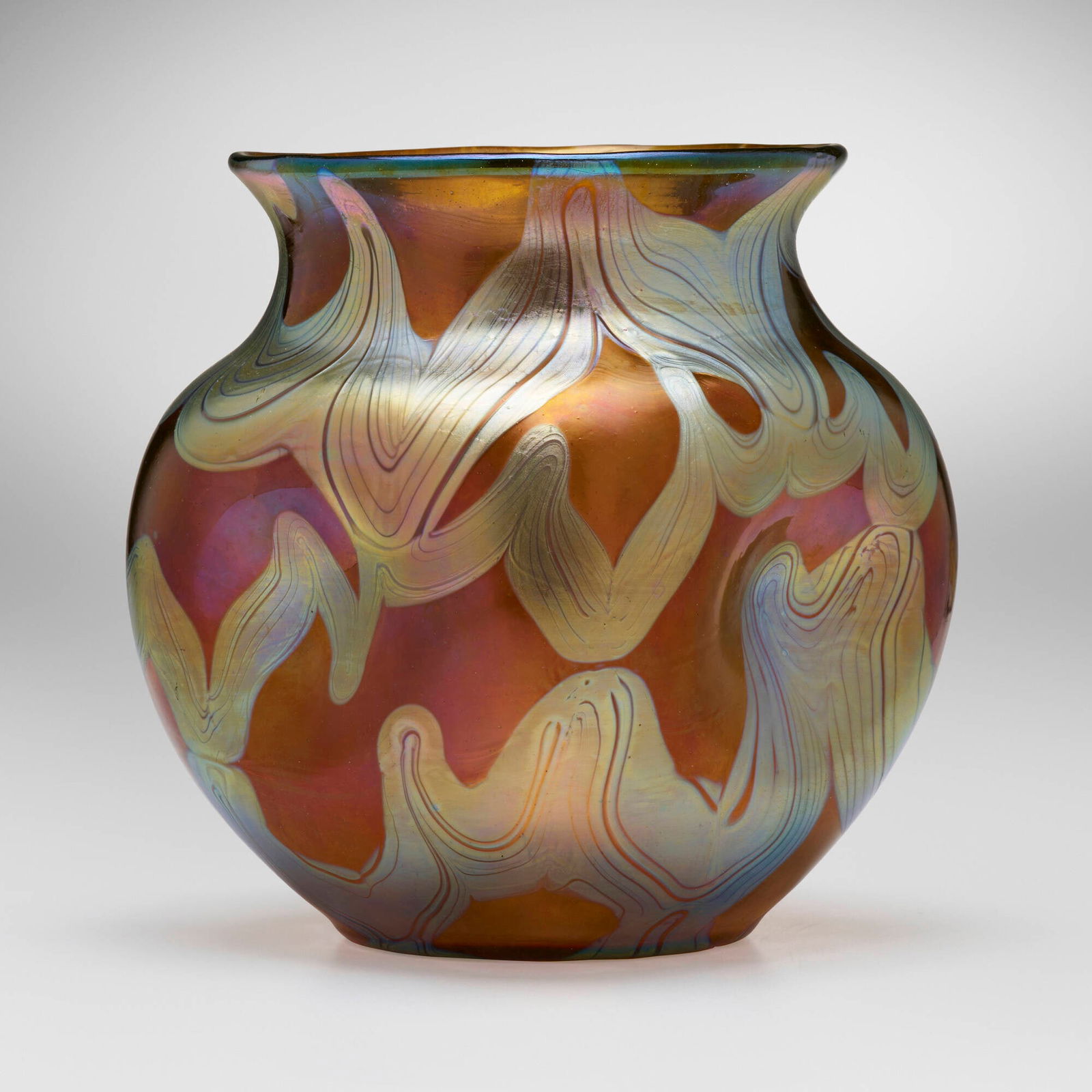 Loetz, Phanomen vase (Gre 29): Loetz Phanomen vase (Gre 29) Austria, c. 1900hand-blown glass 6.625 h x 6.75 dia in (17 x 17 cm) Etched manufacturer's mark to underside 'Loetz Austria'. Provenance: Pr