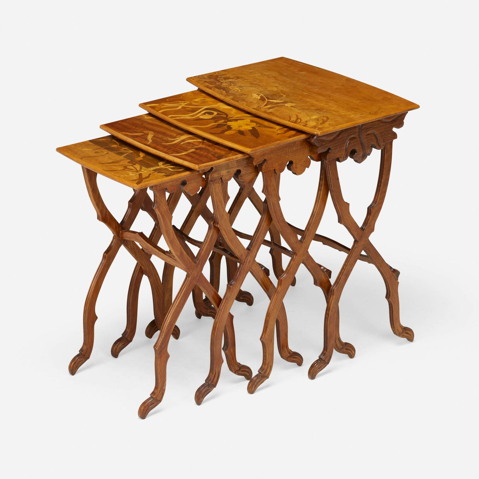 Emile Galle, Marquetry nesting tables, set of four (1 of 4)