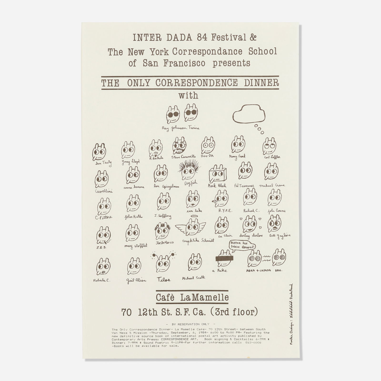 Bill Gaglione, The Only Correspondence Dinner (with Ray Johnson Twins) poster (1 of 3)