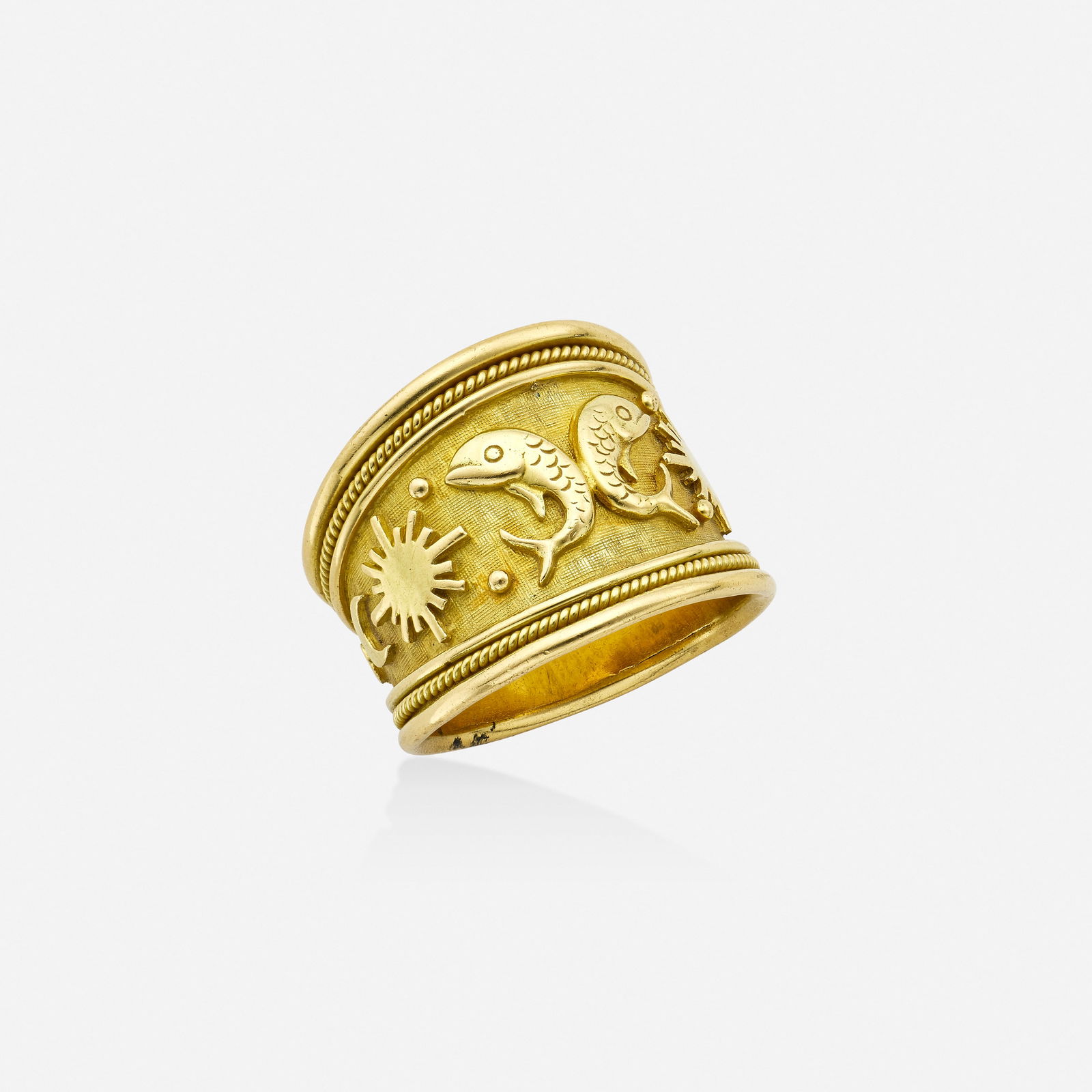 Elizabeth Gage, 'Pisces Zodiac' gold ring (1 of 3)