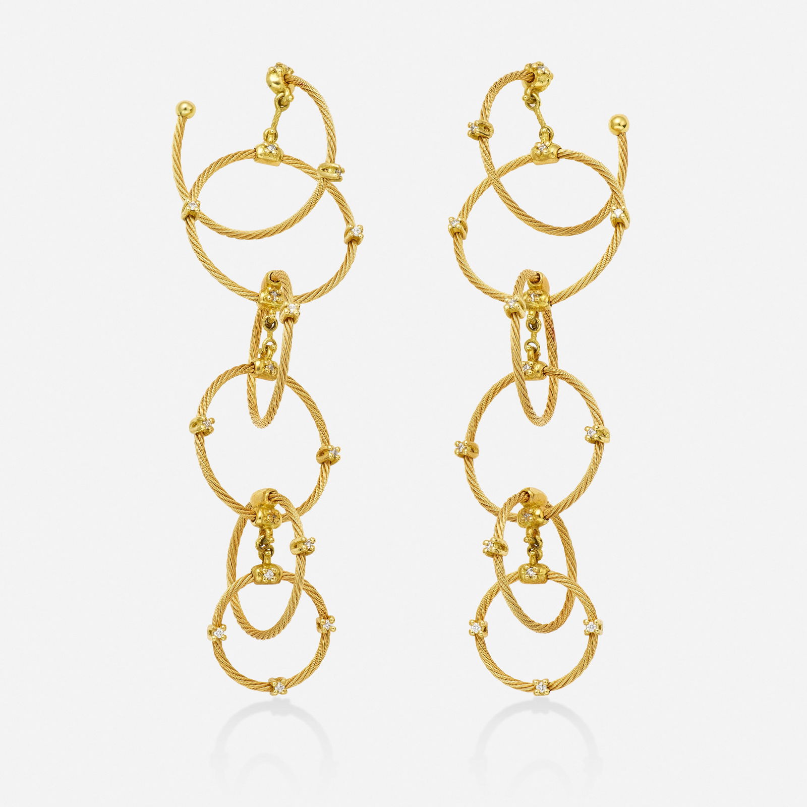 Paul Morelli, 'Unity Rain Chain' gold and diamond earrings (1 of 3)