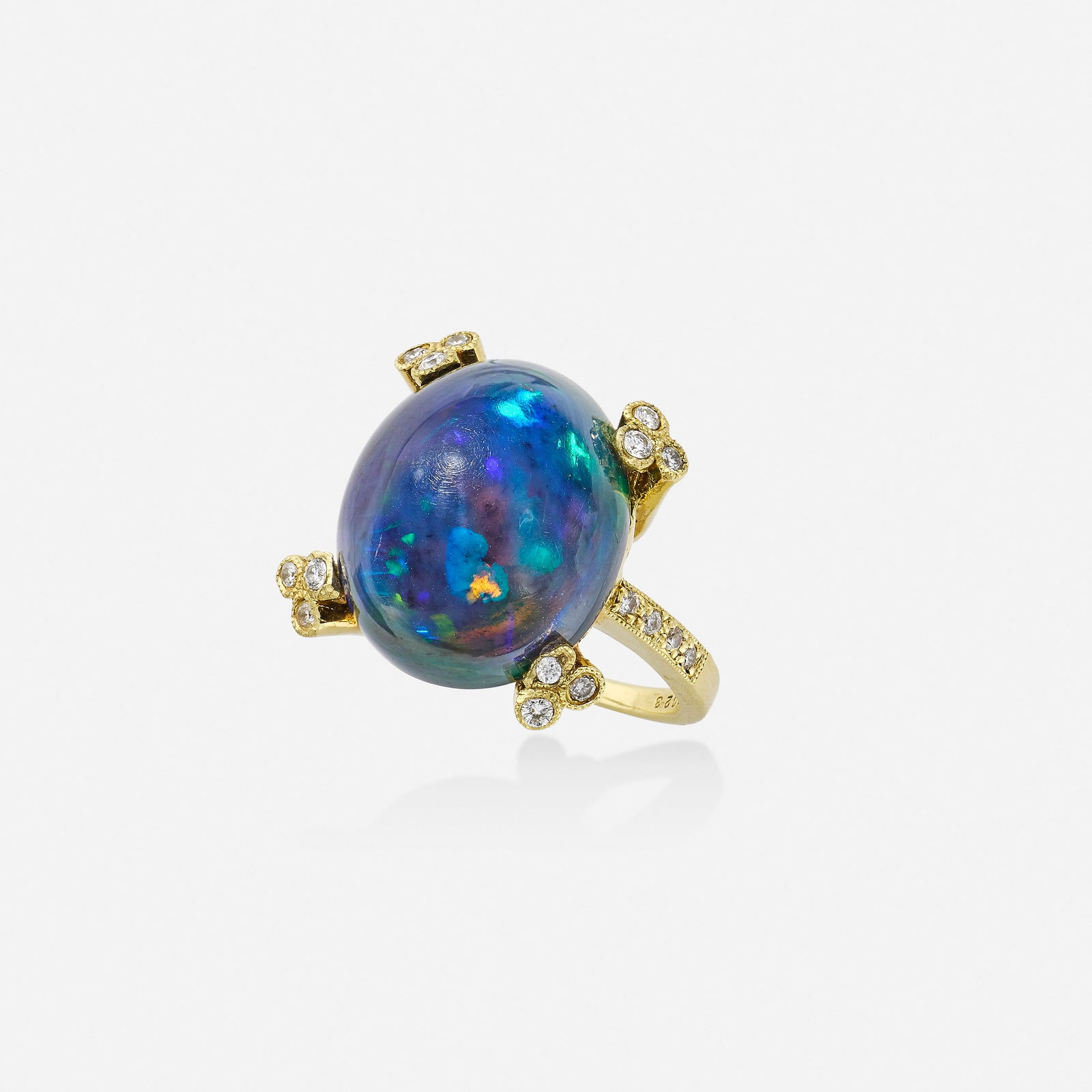 Opal, diamond, and gold ring (1 of 2)
