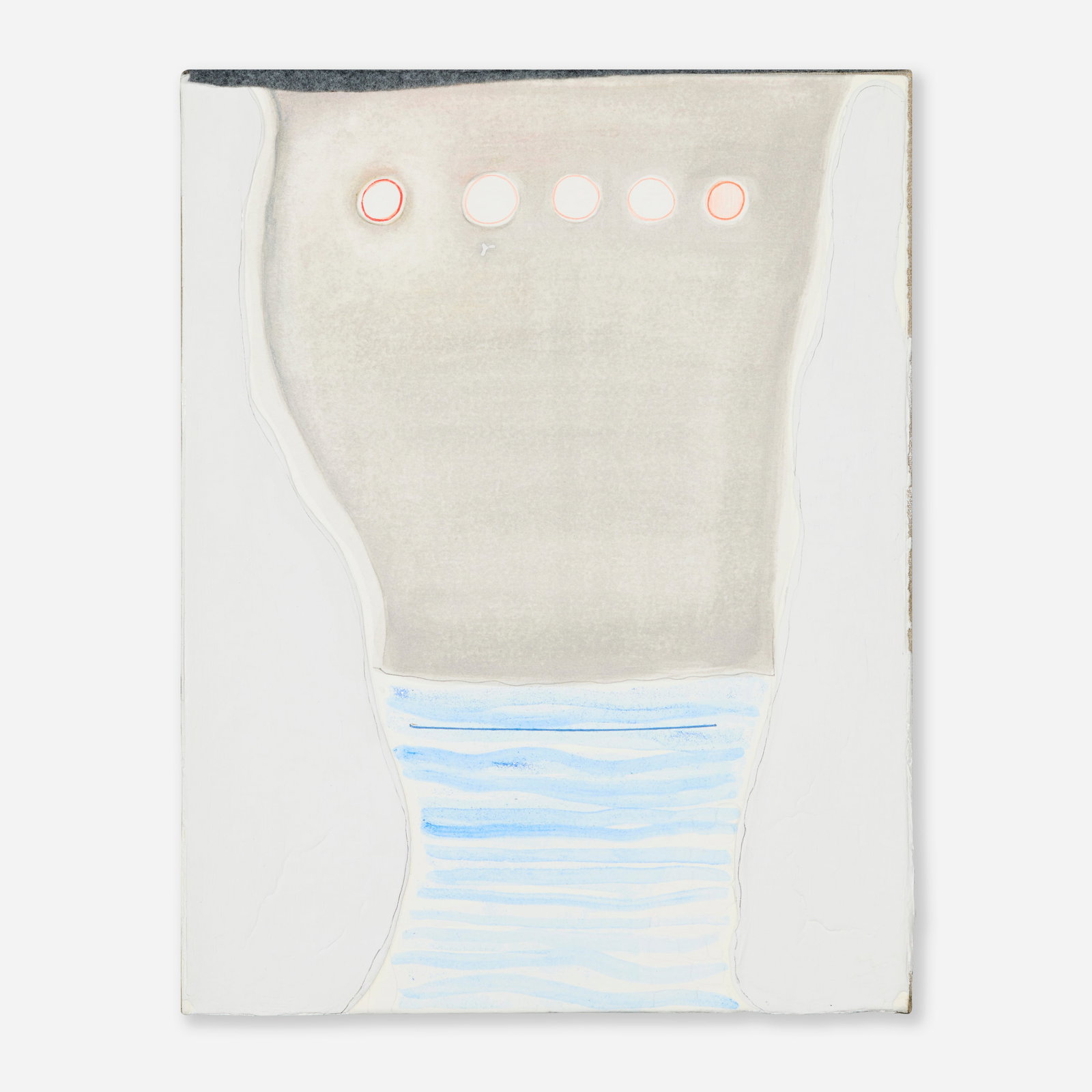 Theresa Hackett, In Several Moons: Theresa Hackett In Several Moons 2001 Flashe, gesso, thread, glitter, colored pencil and felt on BFK Rives laid to linen 19 h × 14.25 w in (48 × 36 cm) Signed and dated to verso