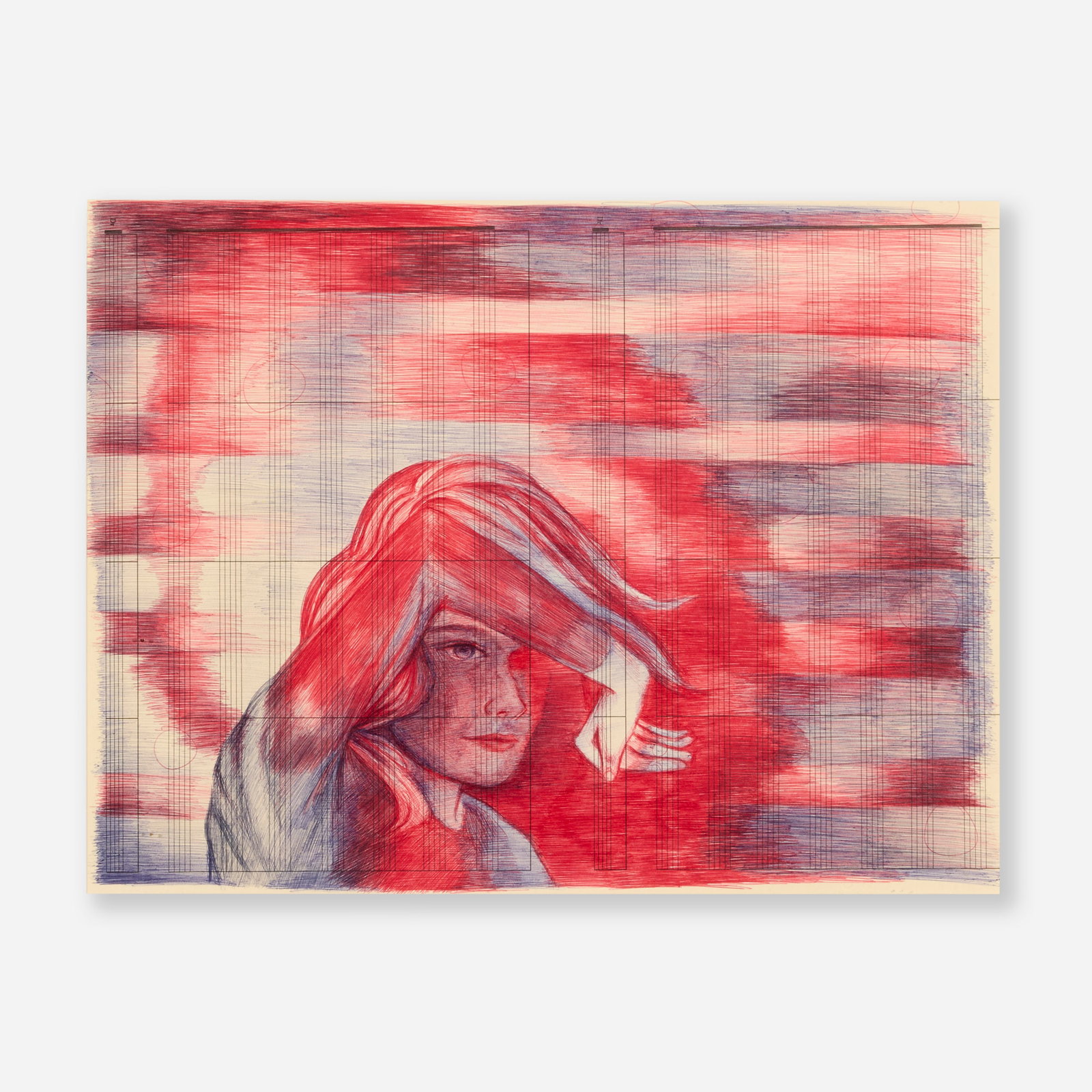 Vanessa Prager, Under Control: Vanessa Prager Under Control ballpoint pen on blank sheet music sheet: 11.875 h × 15.75 w in (30 × 40 cm) mount: 16.75 h × 20.5 w in (43 × 52 cm) This