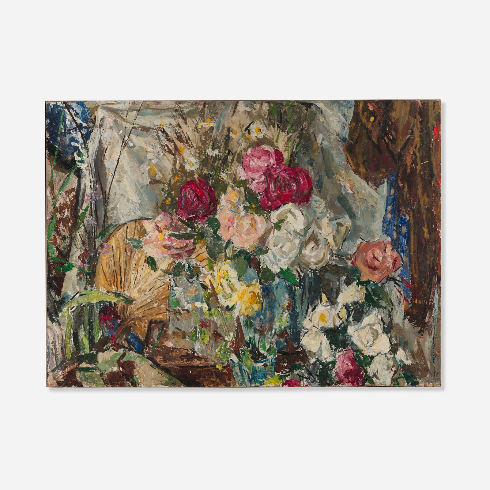 Gerald Vivian Davis, Flowers: Gerald Vivian Davis Flowers oil on panel 25.75 h × 35.5 w in (65 × 90 cm) Signed to lower right ‘Gerald Davis’. Signed and inscribed to verso ‘Gerald V Davis Summit,