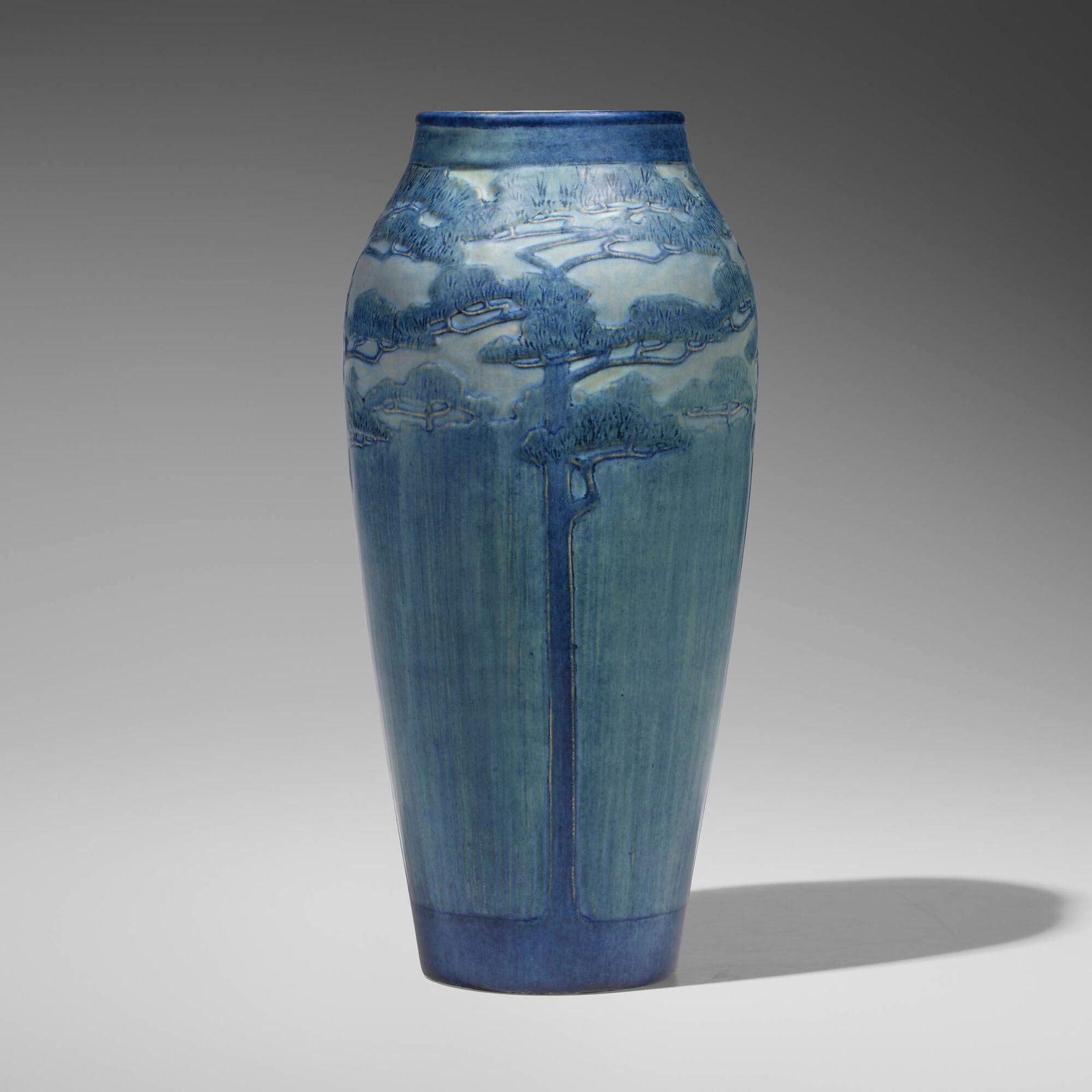 Anna Frances Simpson for Newcomb College Pottery, Tall transitional scenic vase with pine trees (1 of 4)