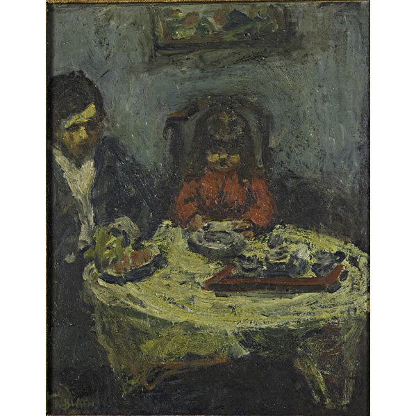 Arbit Blatas (Lithuanian, 1908 - 1999): Untitled, ca. 1945; Oil on board (framed); Signed; 14" x 11"; Provenance: Private Collection, New York