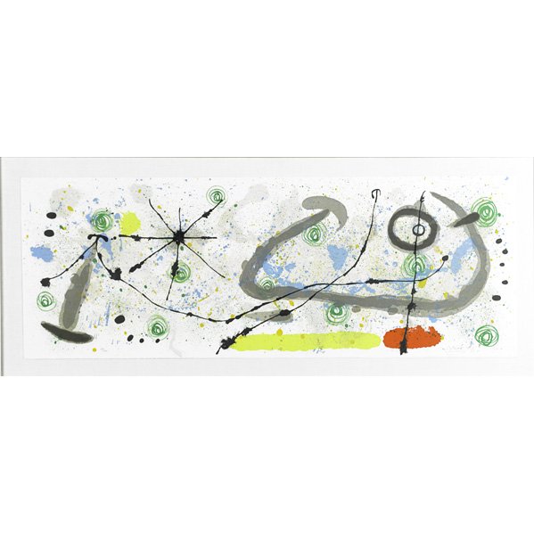 Joan Miro (Spanish, 1893-1983): From Le lézard aux plumes d'or, 1967; Lithograph in colors (framed); Signed and numbered 15/100; 14" x 39 1/4" (sheet); Provenance: Barclay Gallery, Michigan; Private Collection, Georgia