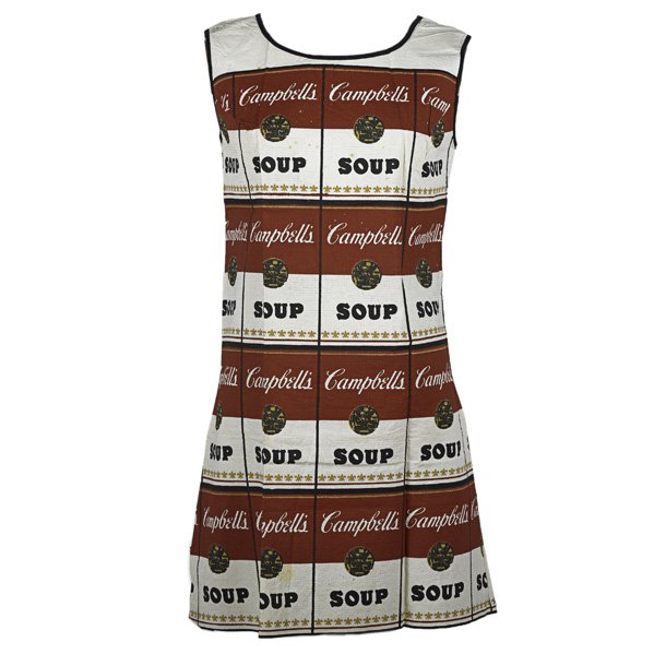 Andy Warhol (American, 1928-1987): The Souper Dress, ca. 1965; Screenprint in colors on paper dress; 34 1/2" long; Literature: Francis, Mark, The Warhol Look: Glamour, Style, Fashion, New York 1997, (illustration of another example); P