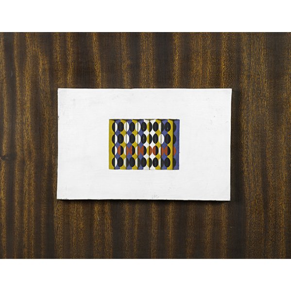 Yaacov Agam (Israeli, b. 1928): Etude Circles, 1965; Painted plaster on wood panel; Signed, dated and titled; 12 1/4" x 15 5/8" x 2"; Provenance: Estate of William Benenson; New York; Private Collection, New Jersey