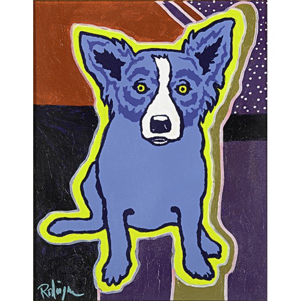 George Rodrigue (American, b. 1944): Blue Dog; Oil on canvasboad (framed); Signed; 14" x 11"; Provenance: Private Collection, New Jersey