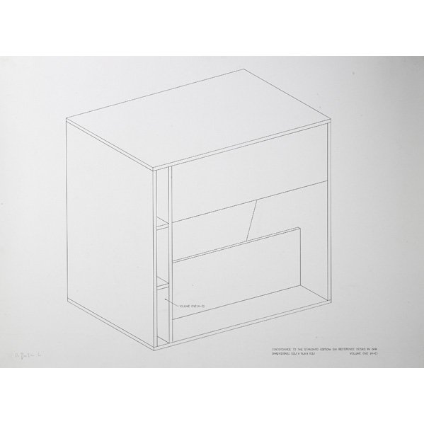 Rodney Graham (Canadian, b. 1949): Concordance to the Standard Edition: Six Reference Desks in Oak, Volume One (A-C), 1992; Pencil on paper; Signed and dated; 30 1/4" x 42 5/8" (sheet); Provenance: Private Collection, New York