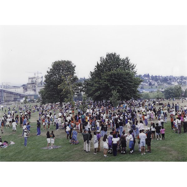 Roy Arden (Canadian, b. 1957): Caribbean Festival, Vancouver, B.C., 1992, 1996; C-print mounted on Plexiglas (framed); Signed, dated, titled and numbered 3/3; 39 5/8" x 51 1/4" (sight); Provenance: Private Collection, New York