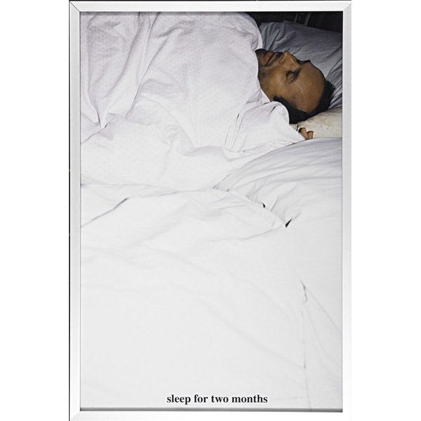 Erwin Wurm (Austrian, b. 1954): Sleep for Two Months, 2001-04; C-print mounted to aluminum (framed); Signed, dated and numbered 5/5; 24 3/4" x 16" (sight); Provenance: Private Collection, California