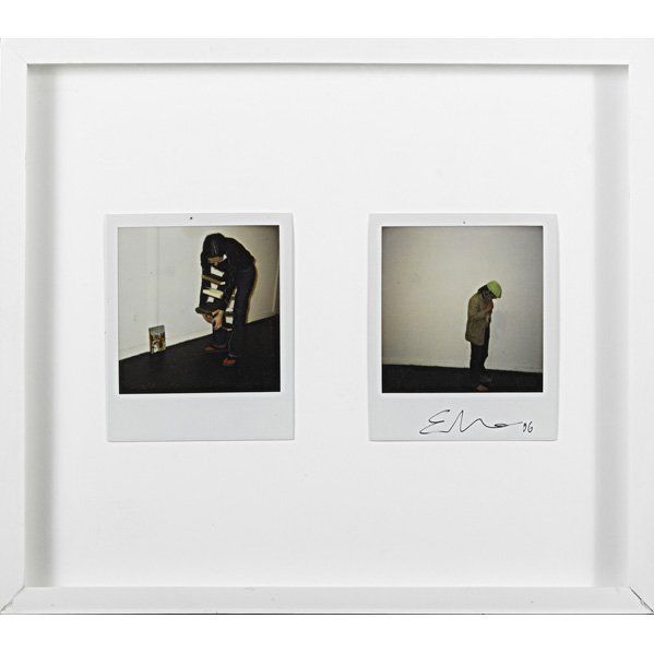 Erwin Wurm (Austrian, b. 1954): One Minute Sculpture (Jeremy Deller and Tasha Amini), 2006; Two Polaroids (framed together); Signed and dated; 4 1/4" x 8 3/8" (total); Provenance: Private Collection, New York