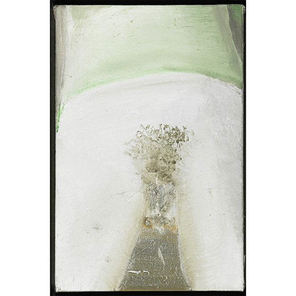 Merlin James (British, b. 1960): Little Green Top, 2002; Acrylic and mixed media on canvas (framed); Signed, dated and titled; 20 1/4" x 13 1/2"; Provenance: Kerlin Gallery, Dublin, Ireland (label on verso); Private Collection, New Y