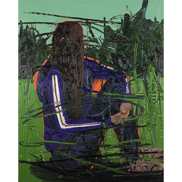 Kim Dorland (Canadian, b. 1974): Blue Hoodie # 3, 2008; Oil and acrylic on board; Signed, dated and titled; 60" x 47 7/8"; Provenance: Freight & Volume Gallery, New York; Private Collection