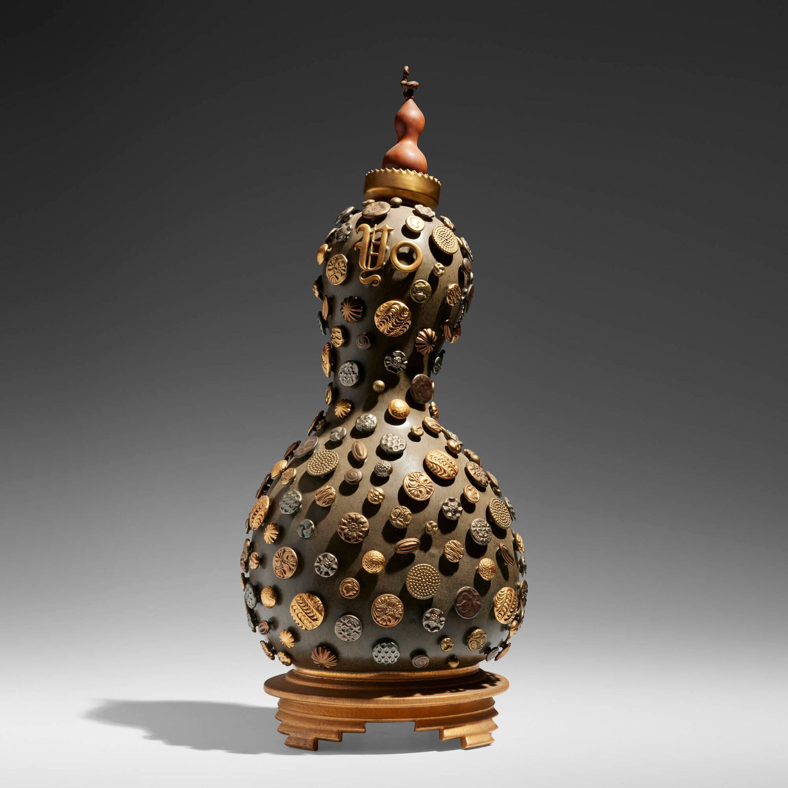 Adrian Saxe, Vomiturition: Adrian Saxe Vomiturition 1990porcelain and lusters 23.75 h x 10 dia in (60 x 25 cm) Impressed and incised signature and date to underside 'Saxe 1990 &?&'. Paper labels to stopper 'Ex.93.78