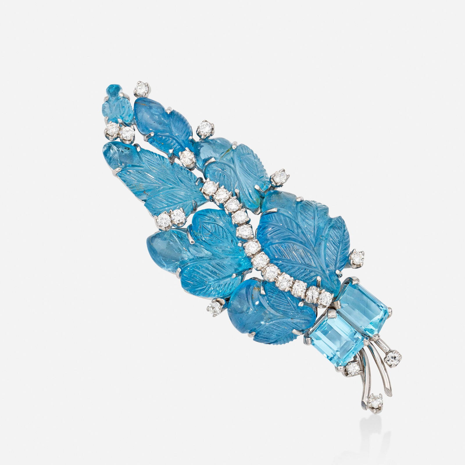 Seaman Schepps, Aquamarine, diamond, and white gold brooch (1 of 2)