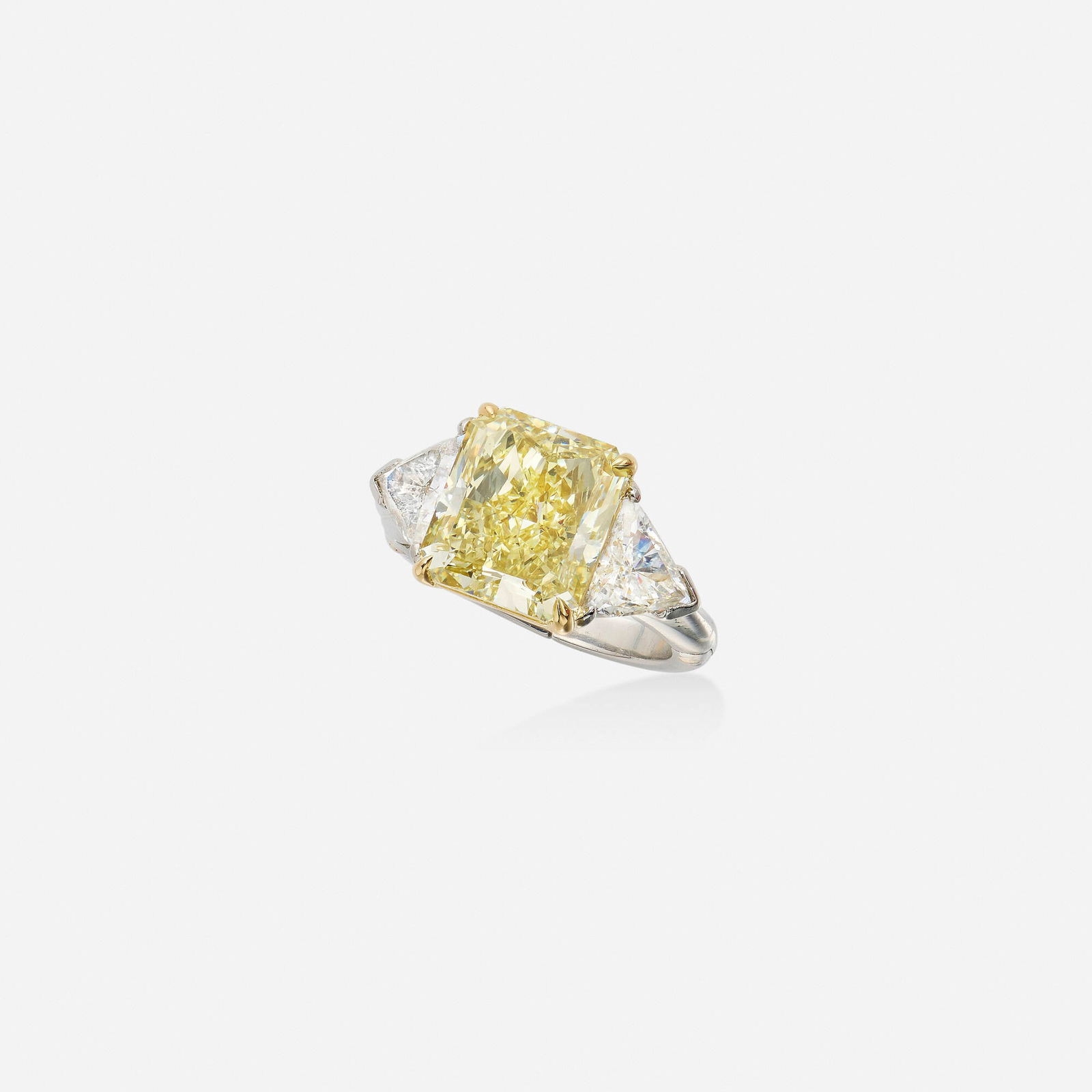 Natural fancy yellow diamond, platinum, and gold ring (1 of 3)
