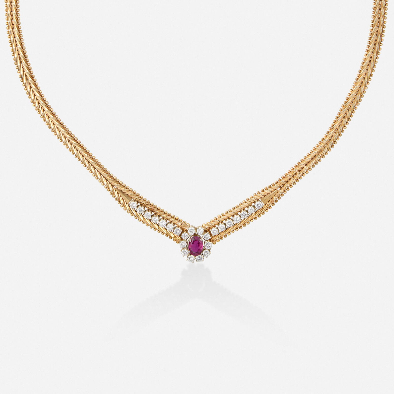 Italian, Ruby, diamond, and gold necklace (1 of 3)