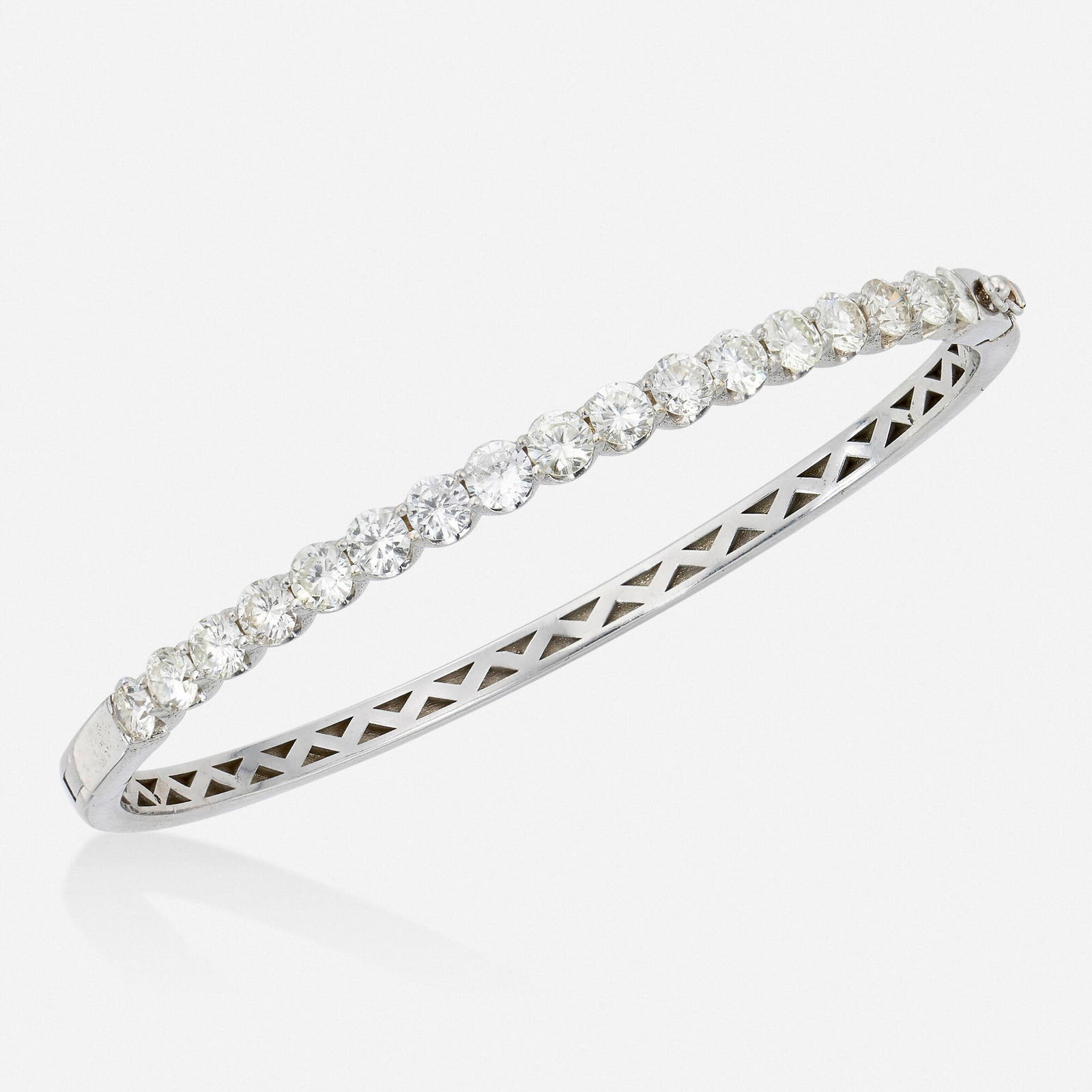 Diamond and white gold bangle bracelet (1 of 2)