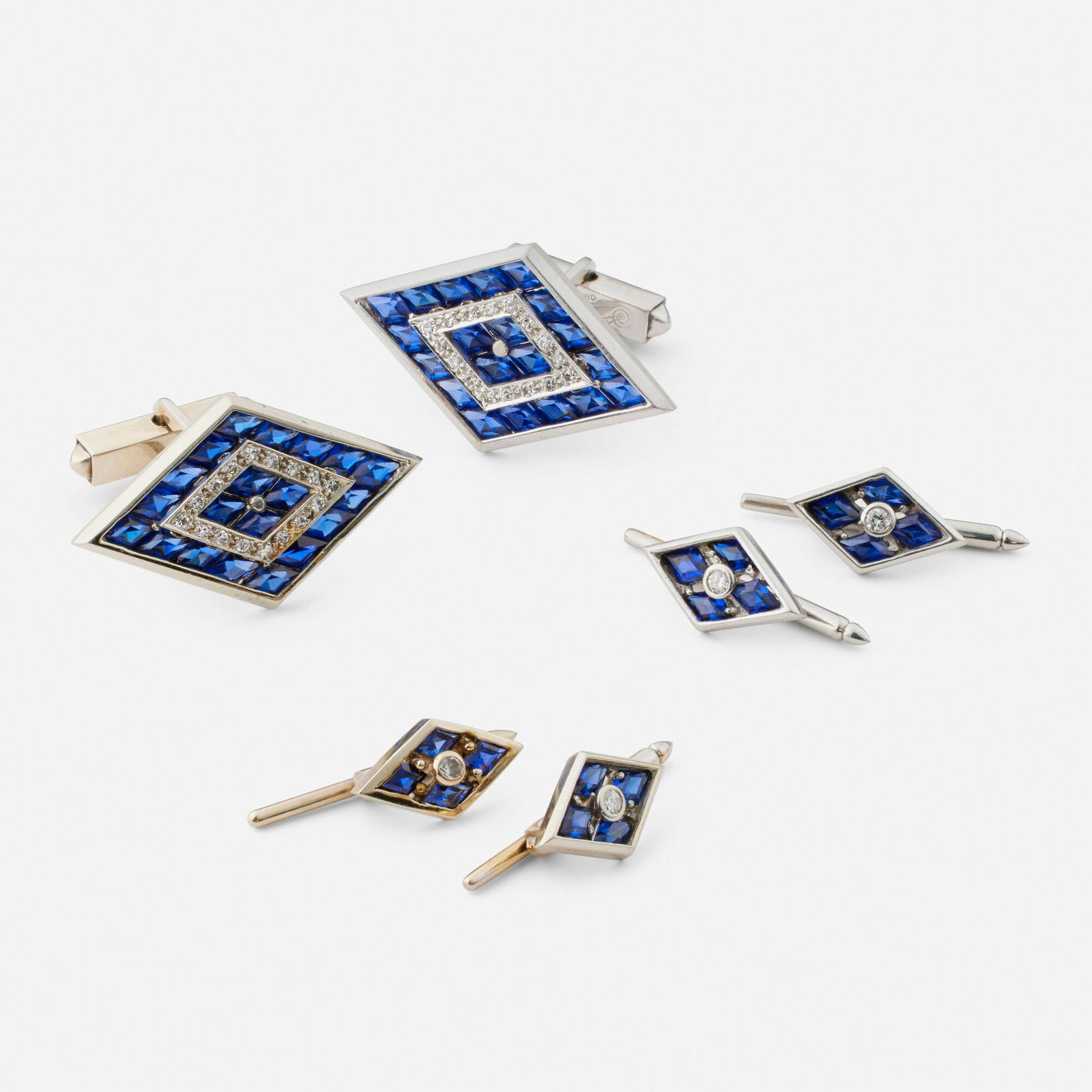 Lucien Piccard, Sapphire, diamond, and white gold dress set (1 of 3)