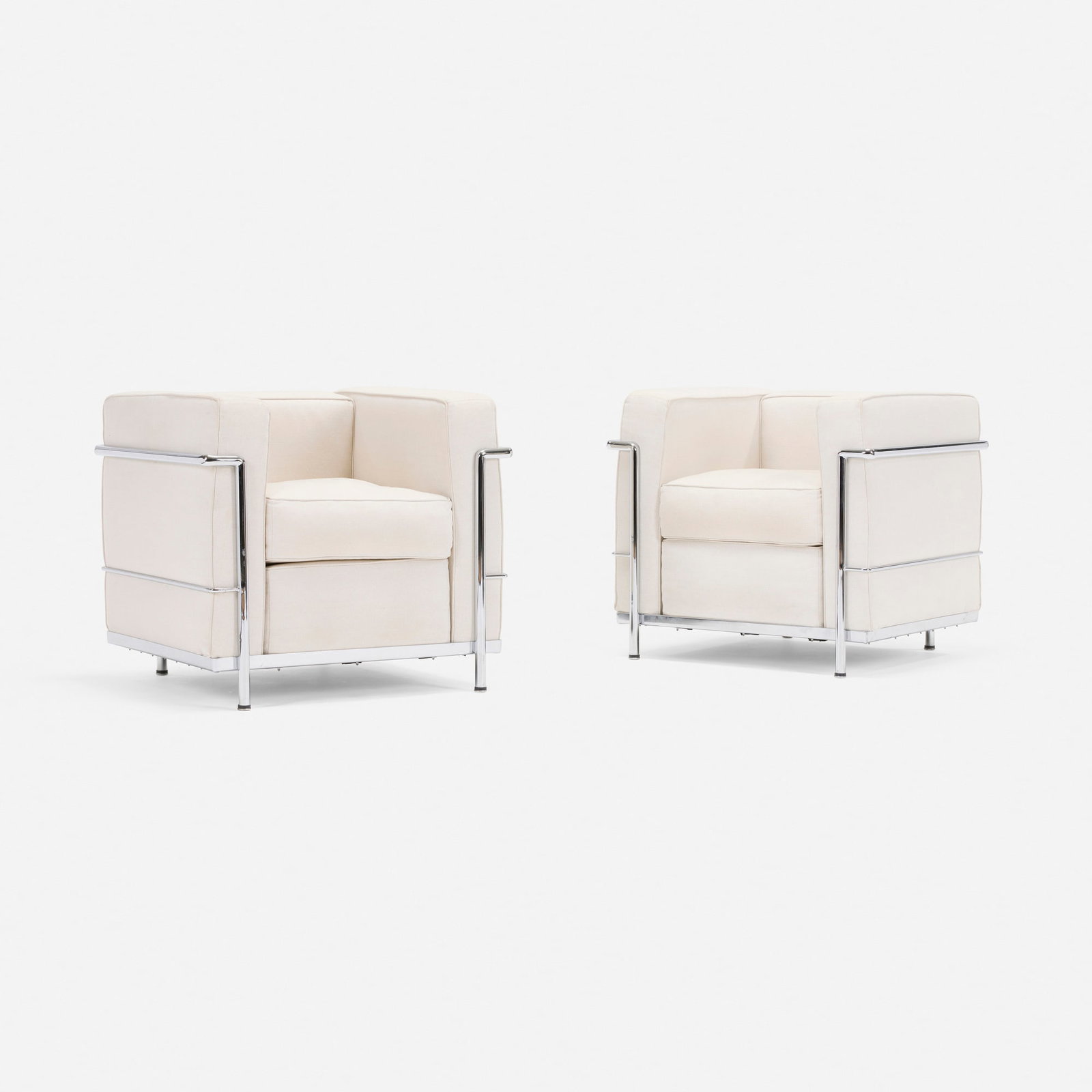 In the manner of Charlotte Perriand, Pierre Jeanneret and Le Corbusier, Lounge chairs, pair (1 of 3)